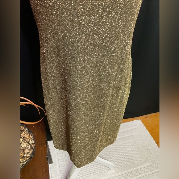 Donna Ricco Vintage  ( 90’s ) Gold Cowl Neck Sheath Dress - Picture 3 of 12